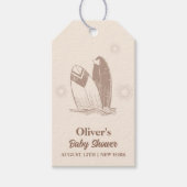 Neutraal minimalistisch Boho Surfboard Baby shower Cadeaulabel (Voorkant)
