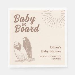 Neutraal minimalistisch Boho Surfboard Baby shower Servet