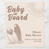 Neutraal minimalistisch Boho Surfboard Baby shower Wijn Etiket (Enkel label)
