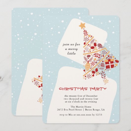 Neutraal Minimalistisch Gift Tree Kerstfeest Kaart (Voorkant / Achterkant)