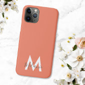 Neutraal Minimalistisch modern oranje monogram Case-Mate iPhone Case