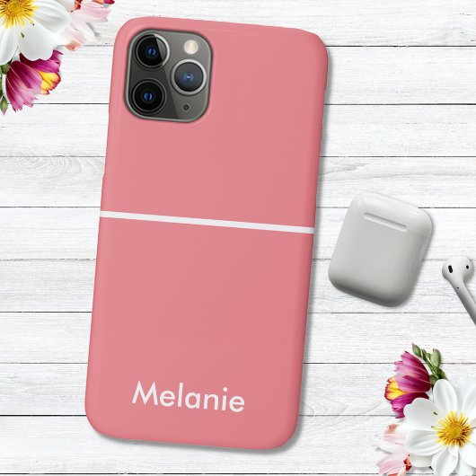 Neutraal Minimalistisch modern oranje monogram Case-Mate iPhone Case