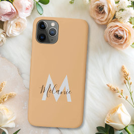 Neutraal Minimalistisch modern oranje monogram Case-Mate iPhone Case