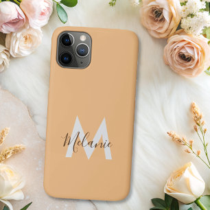 Neutraal Minimalistisch modern oranje monogram Case-Mate iPhone Case