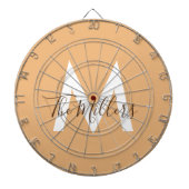 Neutraal Minimalistisch modern oranje monogram Dartbord (Voorkant)