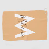 Neutraal Minimalistisch modern oranje monogram Golfhanddoek (Horizontaal)
