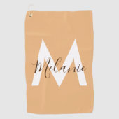 Neutraal Minimalistisch modern oranje monogram Golfhanddoek (Voorkant)