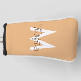 Neutraal minimalistisch modern Oranje monogram Golfheadcover