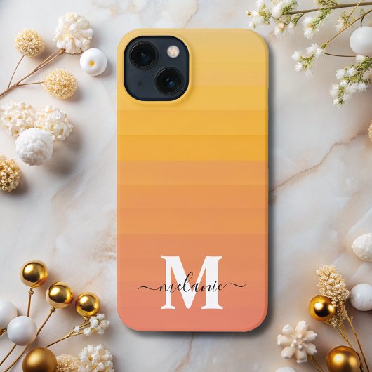 Neutraal Minimalistisch modern oranje monogram iPhone Hoesje