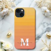 Neutraal Minimalistisch modern oranje monogram iPhone Hoesje