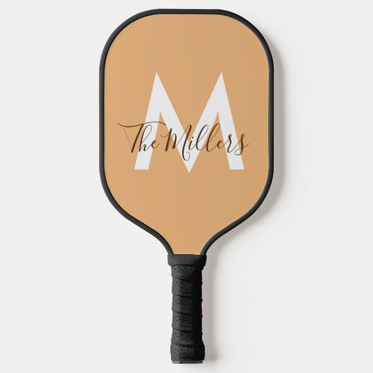 Neutraal Minimalistisch modern oranje monogram Pickleball Paddle (Voorkant)