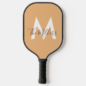 Neutraal Minimalistisch modern oranje monogram Pickleball Paddle (Achterkant)