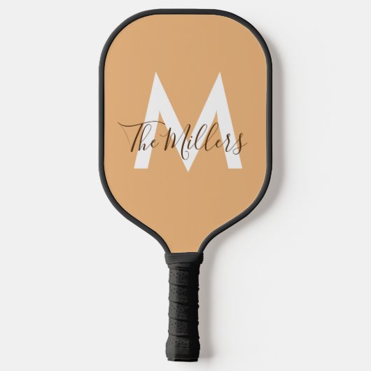 Neutraal Minimalistisch modern oranje monogram Pickleball Paddle (Achterkant)