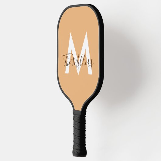 Neutraal Minimalistisch modern oranje monogram Pickleball Paddle (Links)