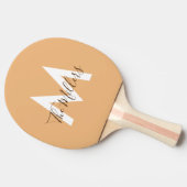 Neutraal Minimalistisch modern oranje monogram Tafeltennisbatje (Zijkant)