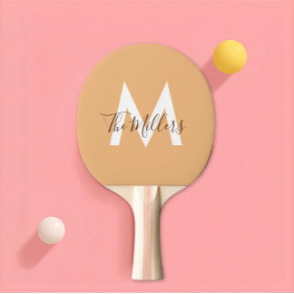 Neutraal Minimalistisch modern oranje monogram Tafeltennisbatje