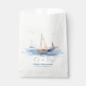 Neutraal minimalistisch nautisch zeilboot Baby sho Bedankzakje (Voorkant)
