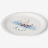 Neutraal minimalistisch nautisch zeilboot Baby sho Papieren Bordje (Gekanteld)