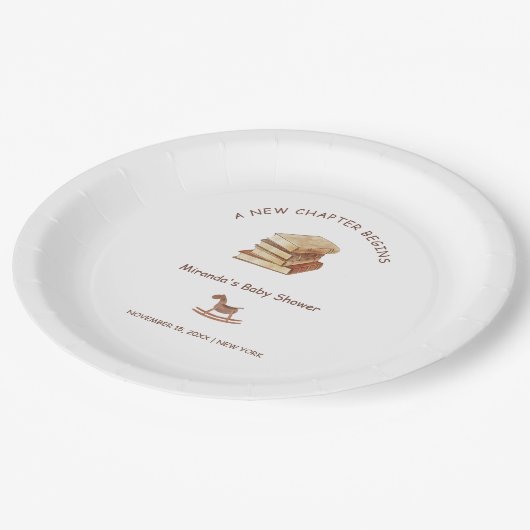 Neutraal minimalistisch nieuw Chapter Book Baby sh Papieren Bordje (Gekanteld)