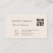 Neutraal Minimalistisch Professioneel Monogram Bed Visitekaartje (Achterkant)