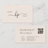 Neutraal Minimalistisch Professioneel Monogram Bed Visitekaartje (Voorkant / Achterkant)