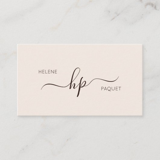 Neutraal Minimalistisch Professioneel Monogram Bed Visitekaartje (Voorkant)