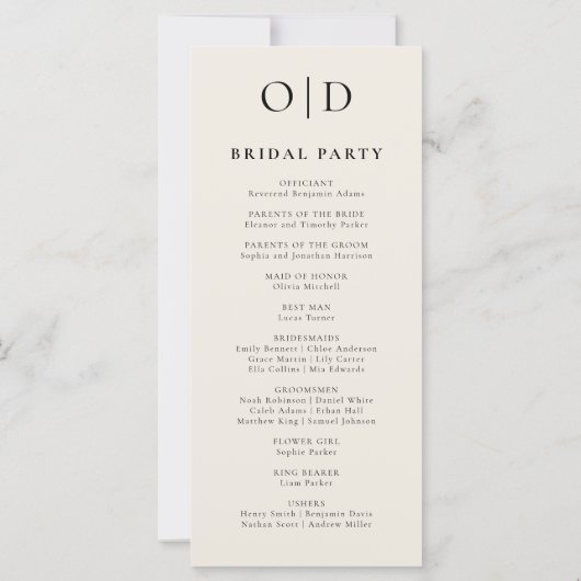 Neutraal minimalistisch typografie huwelijksprogra (Achterkant)