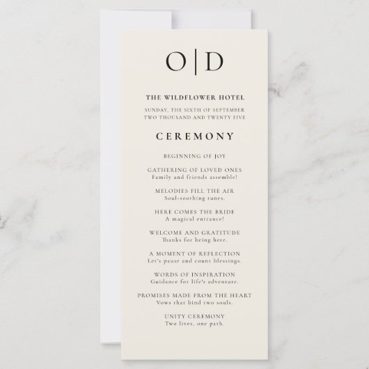 Neutraal minimalistisch typografie huwelijksprogra (Voorkant)