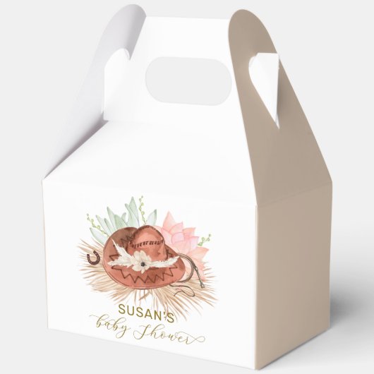 Neutraal Modern Boho Cactus Cowboy Pet Baby shower Bedankdoosjes (Voorkant)