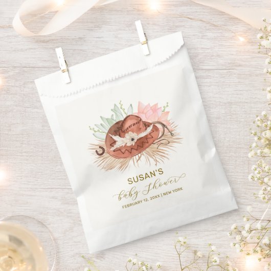 Neutraal Modern Boho Cactus Cowboy Pet Baby shower Bedankzakje (Geknipt)