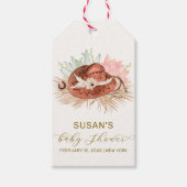 Neutraal Modern Boho Cactus Cowboy Pet Baby shower Cadeaulabel (Voorkant)