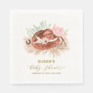 Neutraal Modern Boho Cactus Cowboy Pet Baby shower Servet