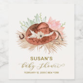 Neutraal Modern Boho Cactus Cowboy Pet Baby shower Wijn Etiket (Enkel label)