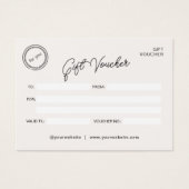 Neutraal Modern Business Voucher Cadeaubon Visitekaartje (Voorkant)