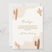 Neutraal Modern Elegant Boho Cactus Baby shower Bedankkaart (Voorkant)
