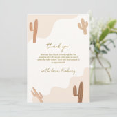 Neutraal Modern Elegant Boho Cactus Baby shower Bedankkaart (Staand voorkant)