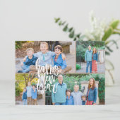 Neutraal modern minimalistisch 7-foto nieuwjaar feestdagenkaart (Staand voorkant)