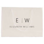 Neutraal Modern Minimalistisch Monogram Naam Groot Cadeauzakje (Achterkant)