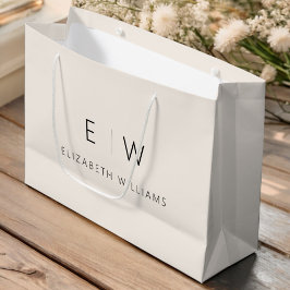 Neutraal Modern Minimalistisch Monogram Naam Groot Cadeauzakje