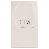 Neutraal Modern Minimalistisch Monogram Naam Klein Cadeauzakje (Achterkant)