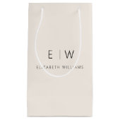 Neutraal Modern Minimalistisch Monogram Naam Klein Cadeauzakje (Voorkant)
