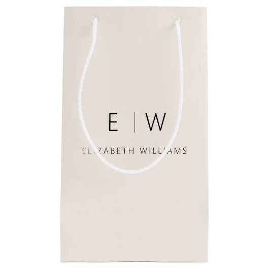 Neutraal Modern Minimalistisch Monogram Naam Klein Cadeauzakje (Voorkant)
