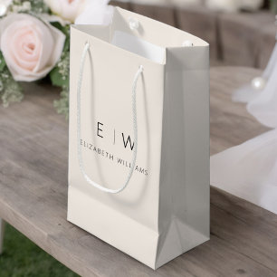 Neutraal Modern Minimalistisch Monogram Naam Klein Cadeauzakje