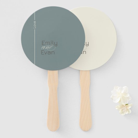 Neutraal modern minimalistisch trouwprogramma handwaaier (Voorkant en achterkant)