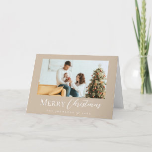 Neutraal Moderne Familie Kerstfoto Feestdagen Kaart