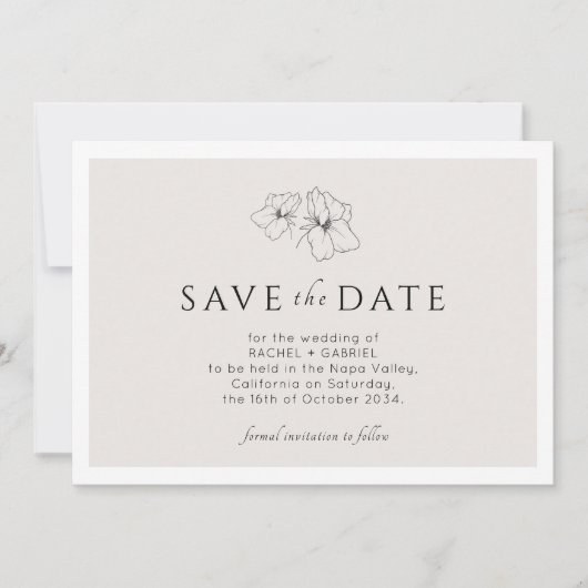 neutraal | Moderne Gouden Bloemen Vlak Save The Da Save The Date (Voorkant)