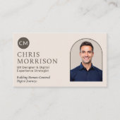 Neutraal Monogram Professionele QR Code Foto Visitekaartje (Voorkant)