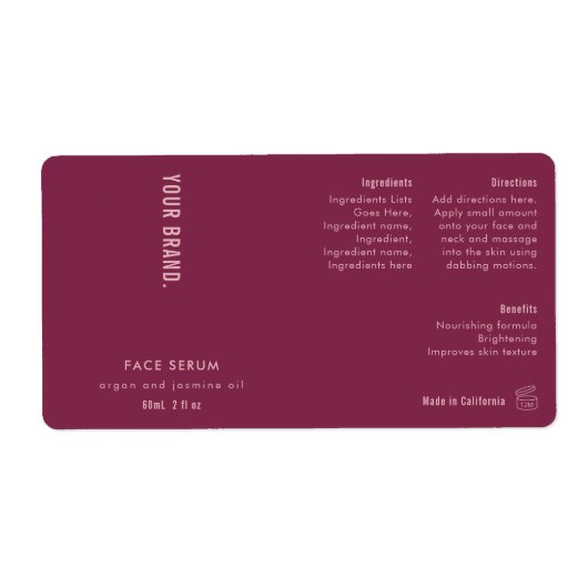 Neutraal Mulberry & Roze 2oz druppelaar Flesetiket Etiket (Voorkant)