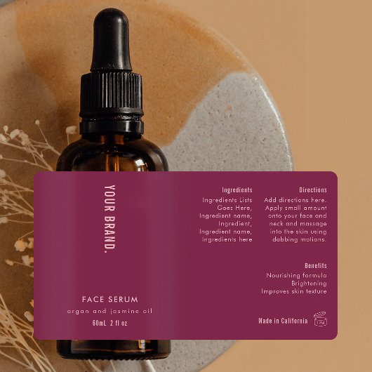 Neutraal Mulberry & Roze 2oz druppelaar Flesetiket Etiket