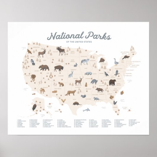 Neutraal nationaal park Woodland Nursery Decor Poster (Voorkant)